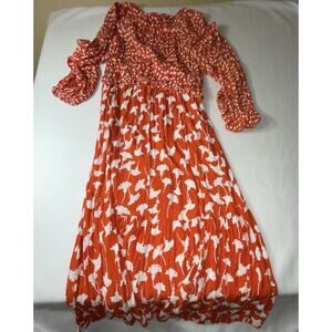 DVF Diane Von Furstenberg x‎ Target XL Midi Ginkgo Wrap Orange Dress